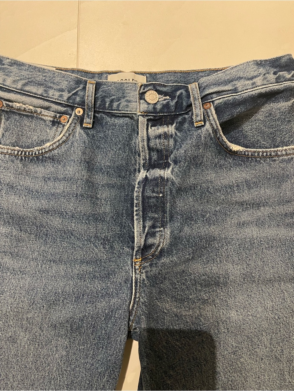 Agolde 90s Denim Bermuda Shorts - Blue - Picture 3 of 4